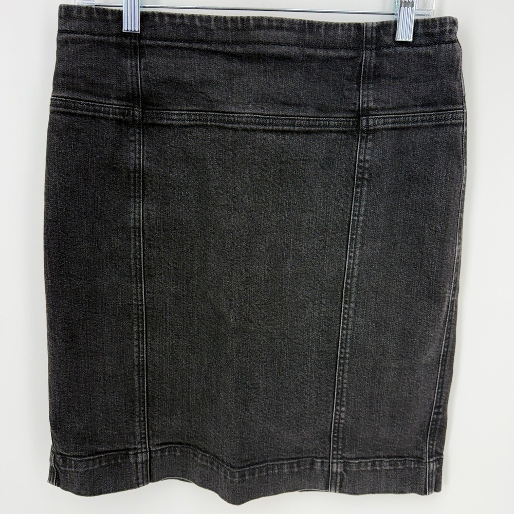 Anne Klein Black Denim Pencil Skirt Stretch High Waist‎ Size 10 8FP052191